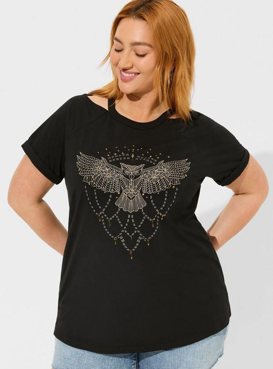 Owl Fit Heritage Jersey Cold Shoulder Stud Tee Product Image