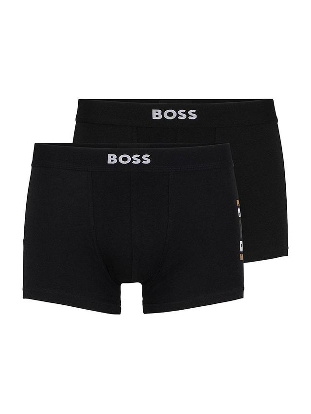 Mens Two-Pack of Stretch-Cotton Trunks with Logo Waistbands Product Image