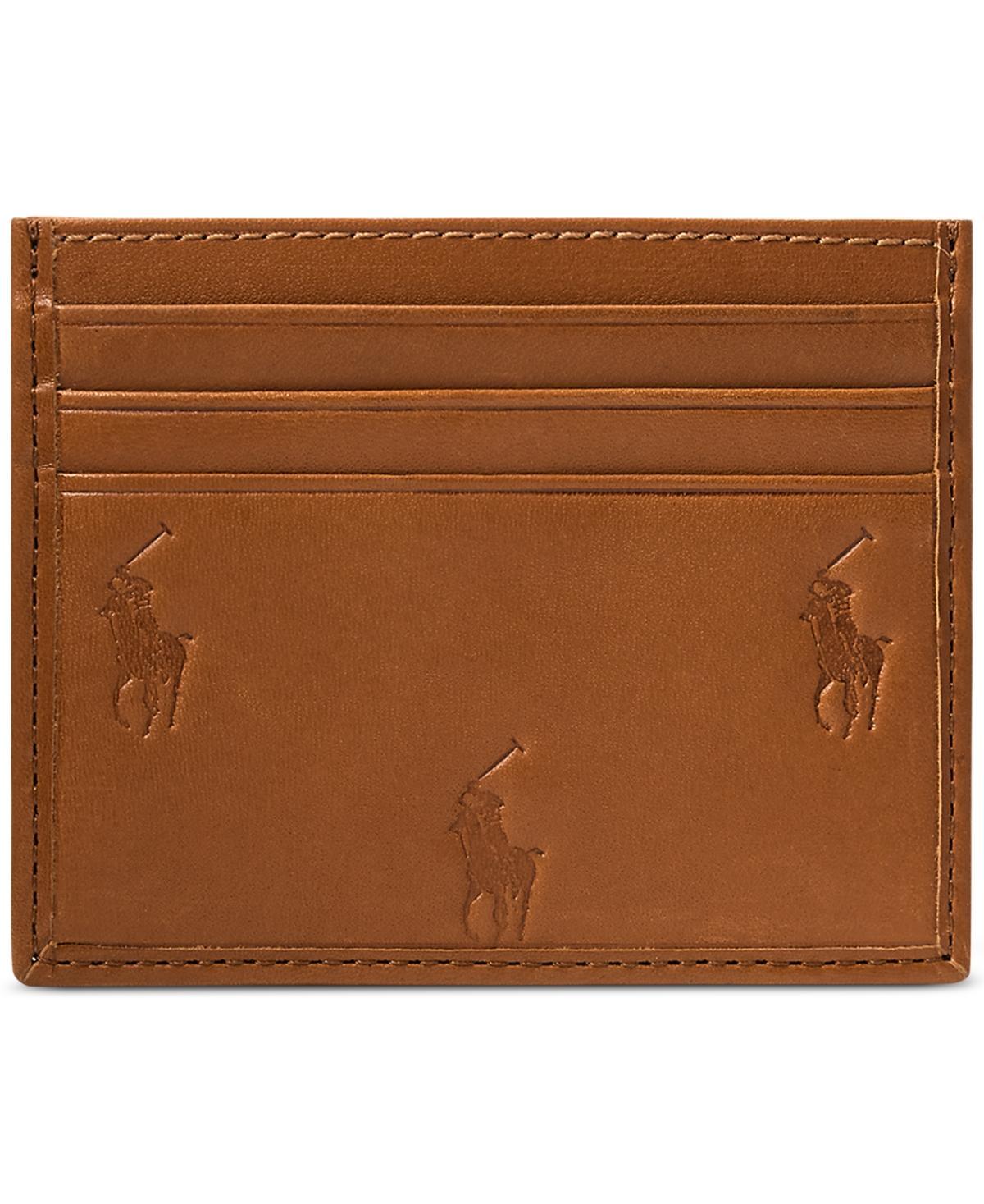 Polo Ralph Lauren Mens Allover Pony Leather Card Case - Cla Tan Product Image