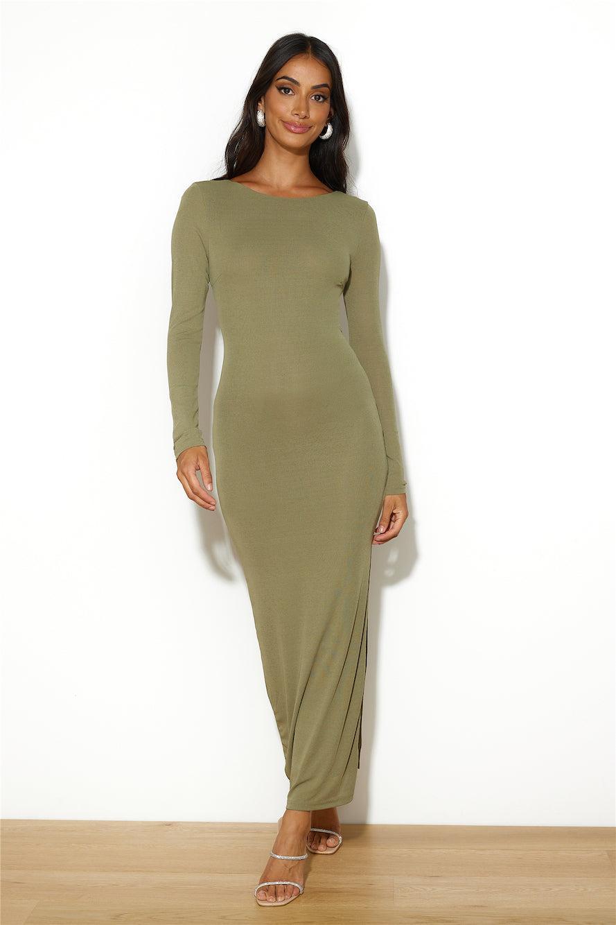 Sleekest Of Them All Maxi Dress Olive Product Image