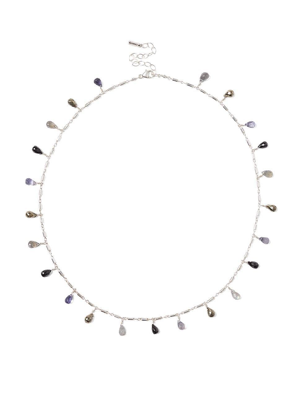 Womens Sterling Silver & Multi-Gemstone Necklace Product Image