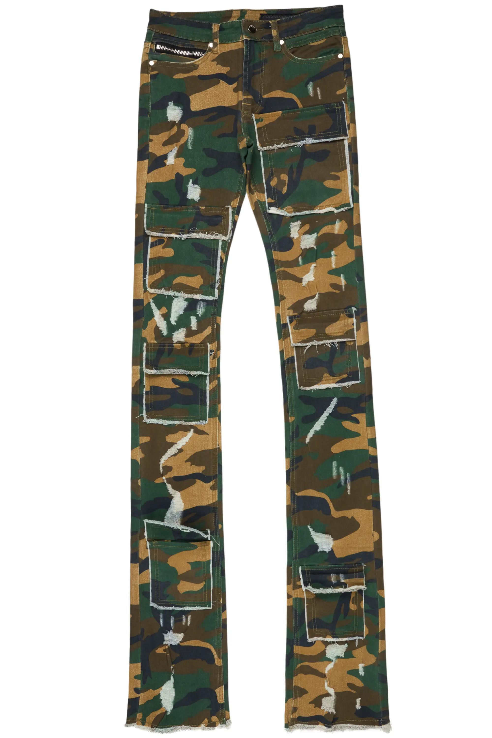 Petrus Camo Super Stacked Flare Jean Male Product Image