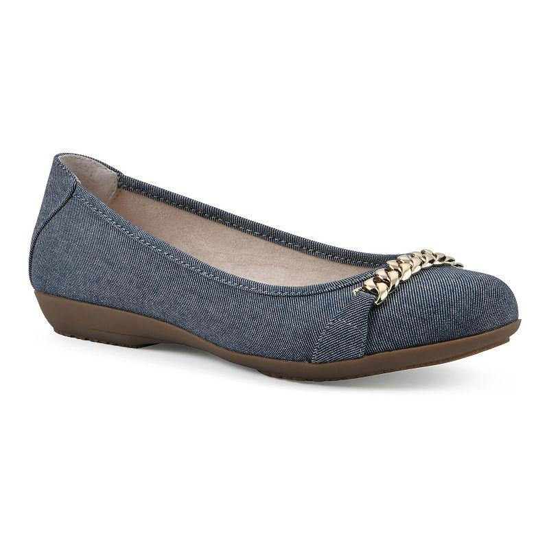 Cliffs by White Mountain Charmed Womens Ballet Flats Blue Blue Fabric Product Image