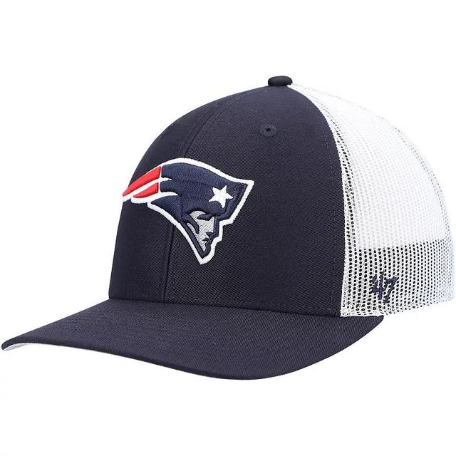 Mens 47 /White New England Patriots Trucker Snapback Hat, Blue Product Image