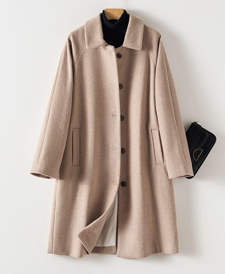 Collared Plain Button Coat Product Image