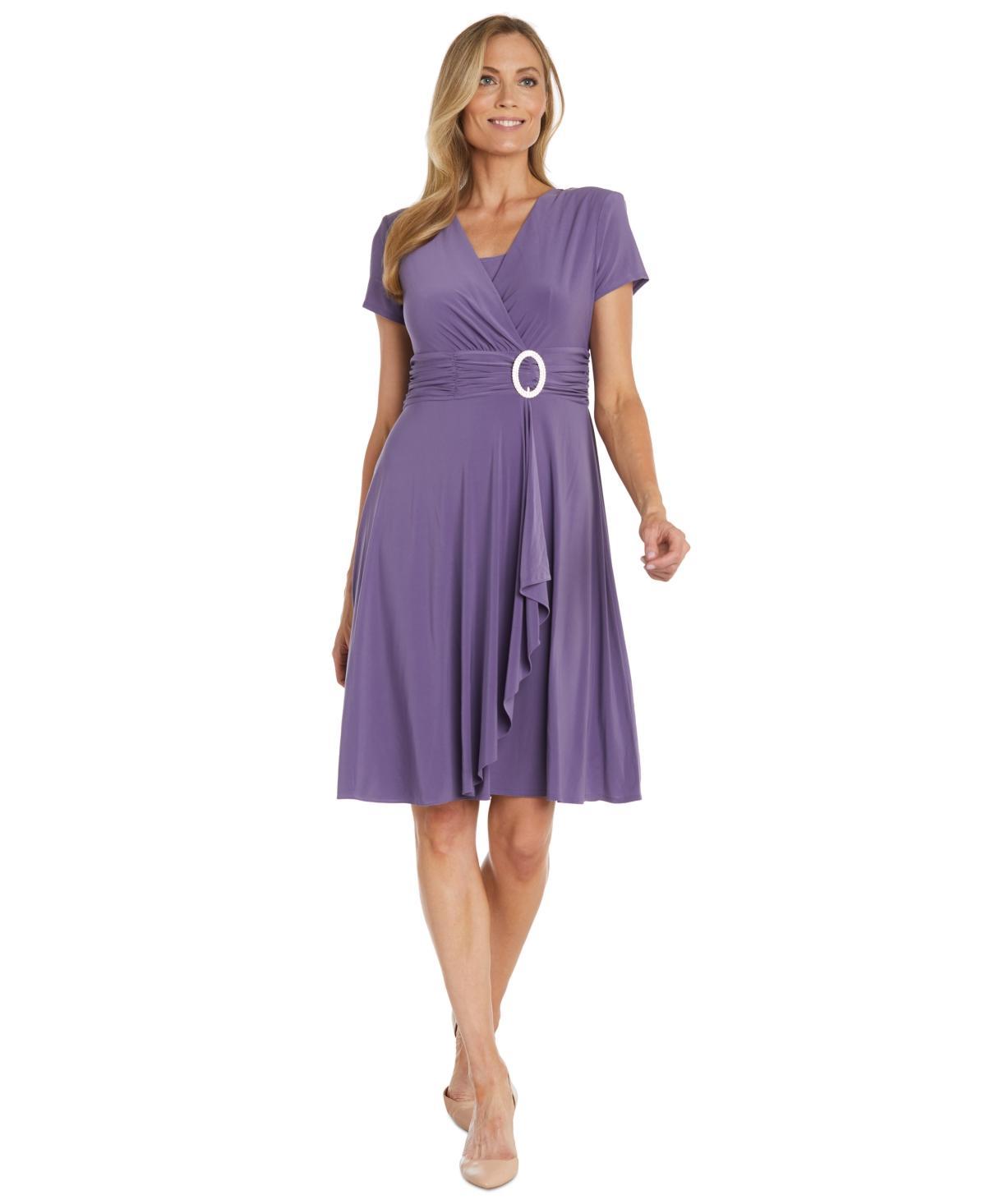 R&M Richards Short-Sleeve Faux-Wrap Dress Product Image