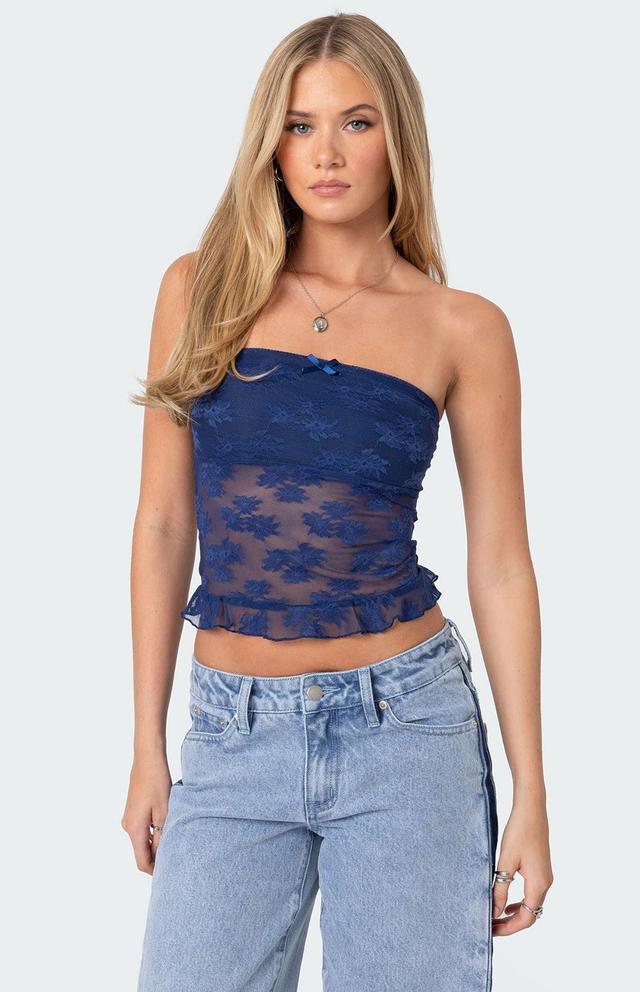 Edikted Women's Ballet Sheer Lace Tube Top Product Image