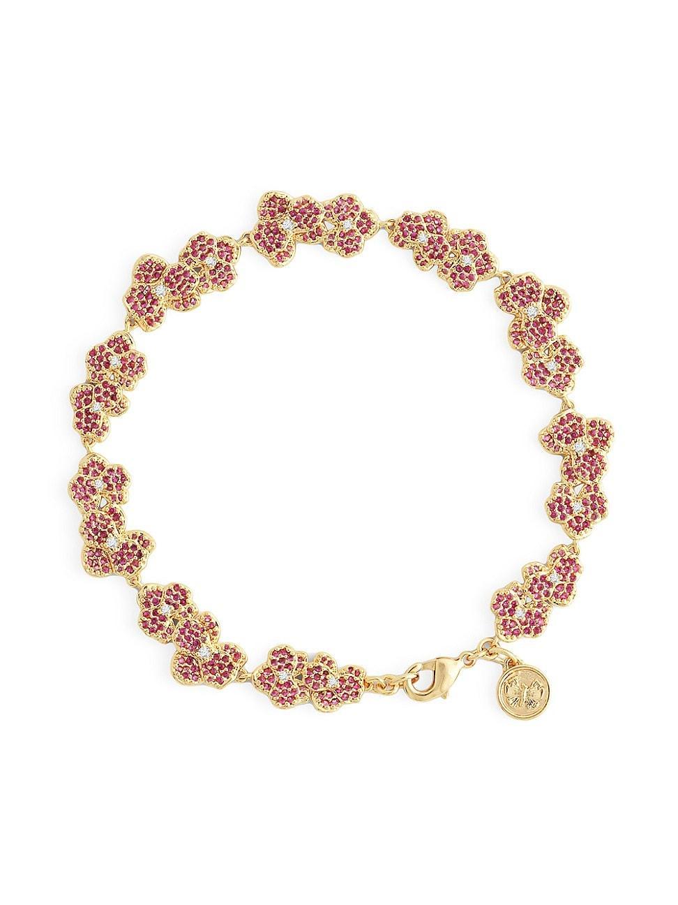 Womens Orchid 18K-Gold-Plated & Cubic Zirconia Tennis Bracelet Product Image