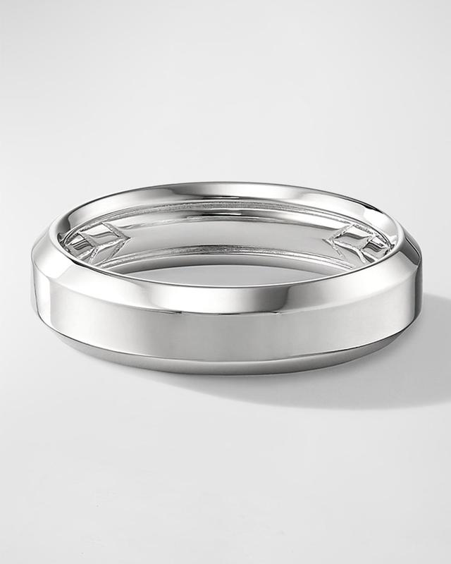 Mens Beveled Band Ring in 18K White Gold Product Image