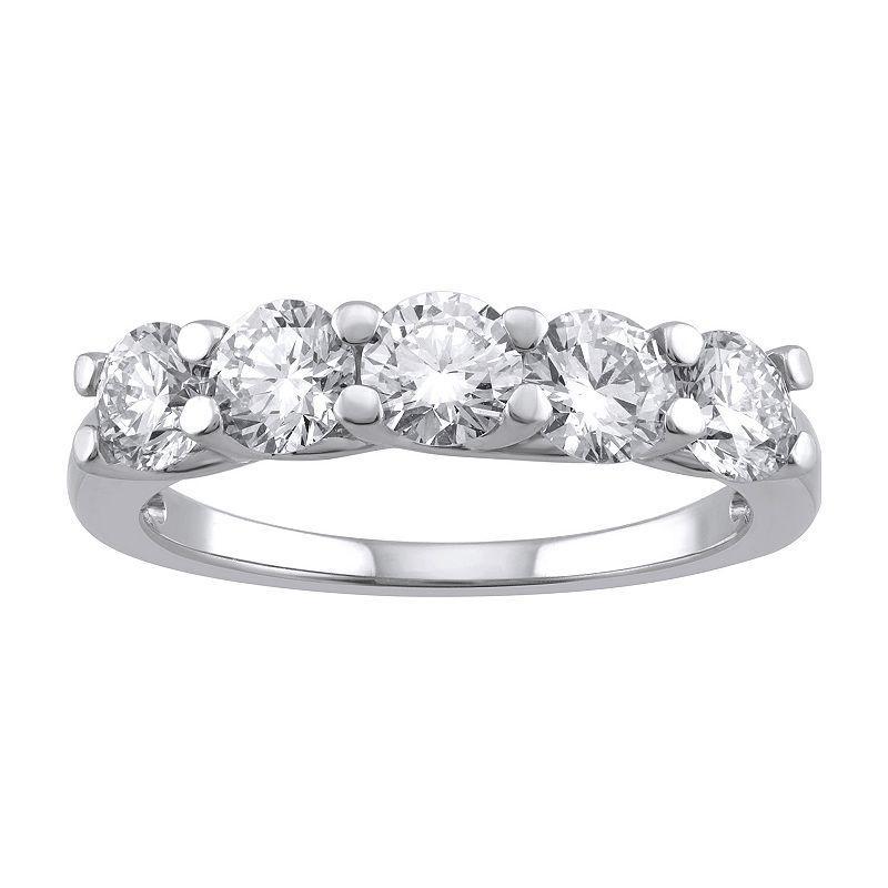 Arctic Clear 1 1/2 Carat T.W. Lab-Grown Diamond Five Stone Ring, Womens 14k White Gold Product Image