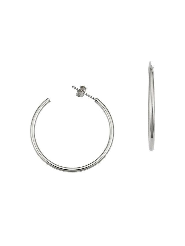 Womens 14K White Gold Sicily Open Hoops Product Image