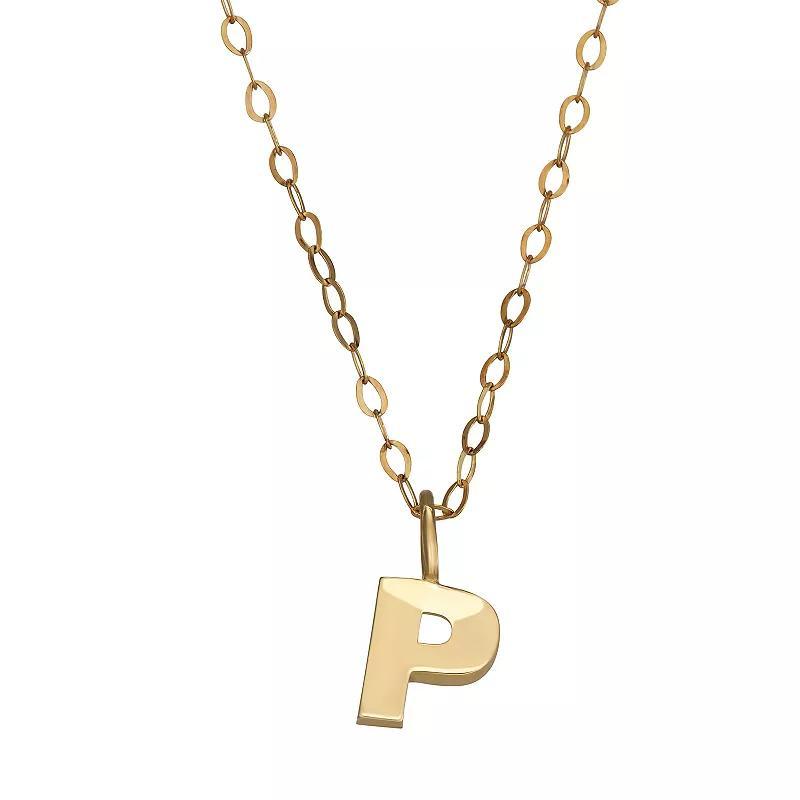 10K Gold Initial Pendant on 14K Gold Filled Chain, Womens B Product Image