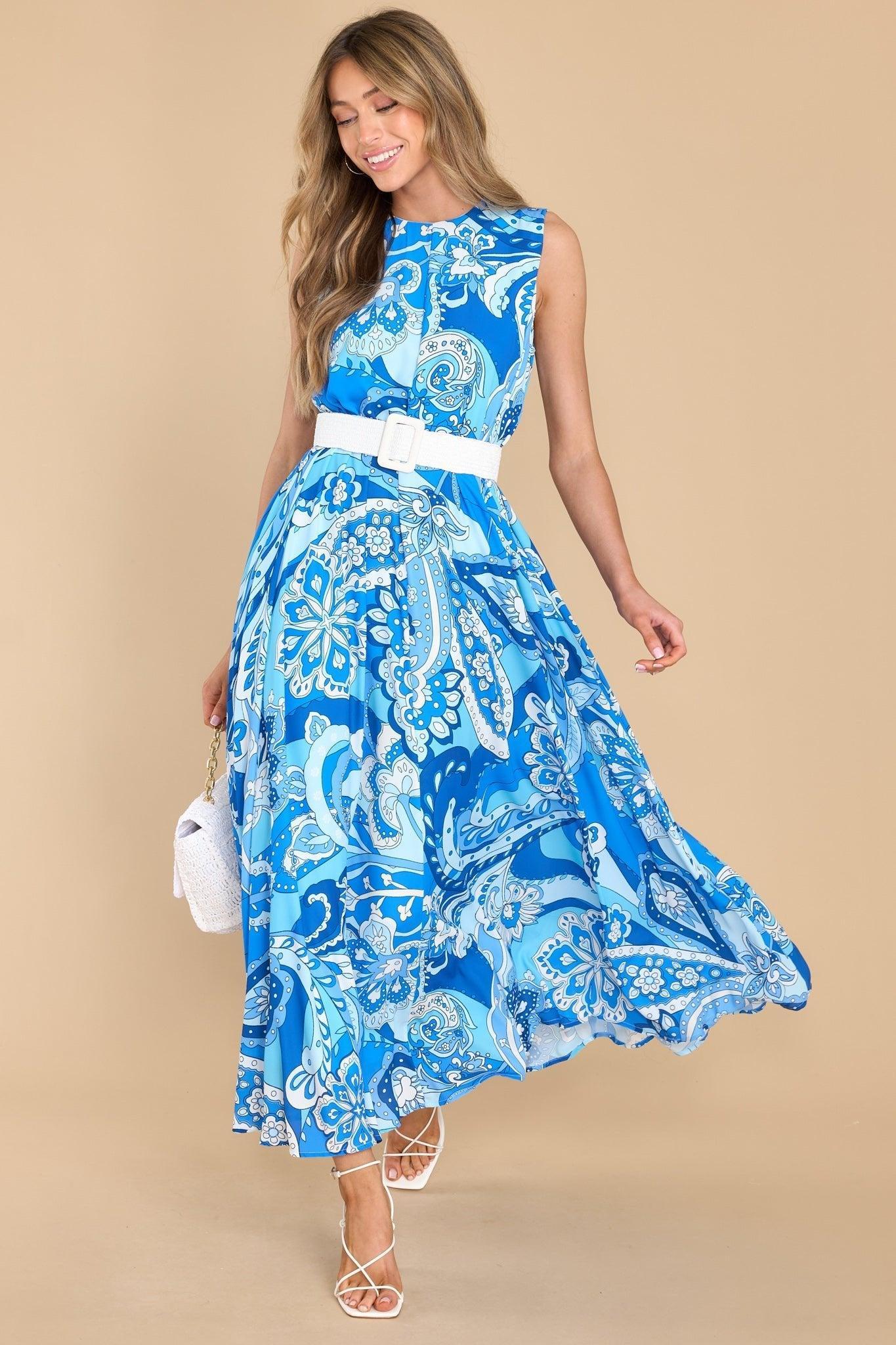 Aura Like Fine Art Blue Multi Print Maxi Dress Product Image