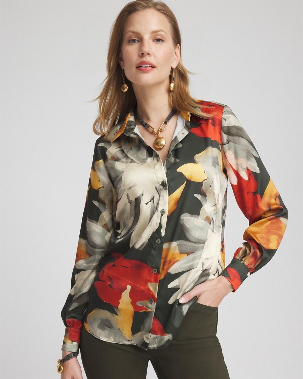 Floral Faux Silk Shirt Product Image