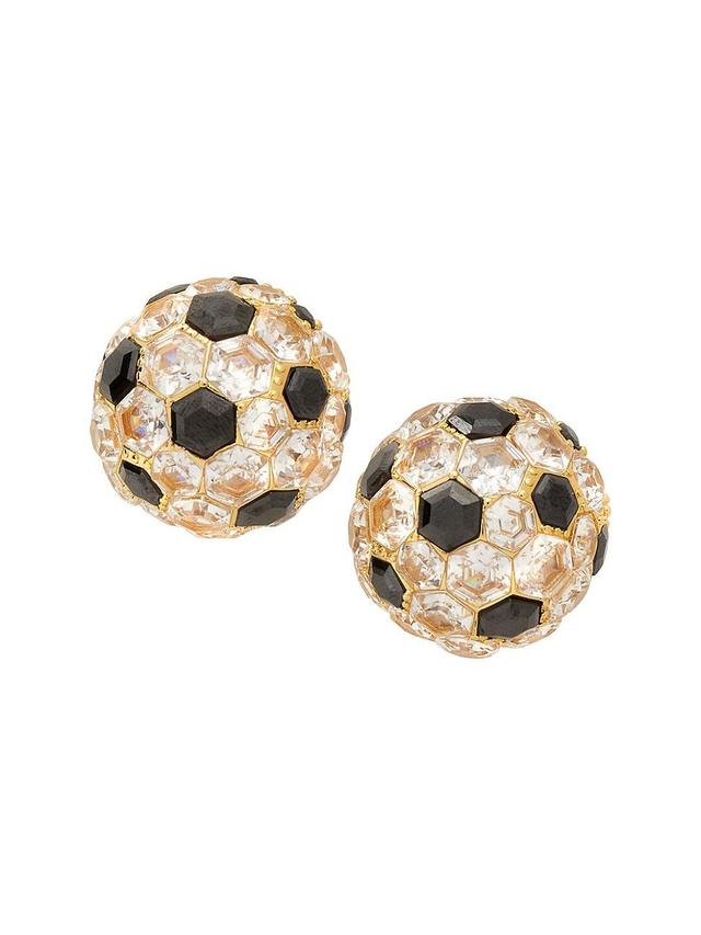 Womens Goldtone & Cubic Zirconia Soccer Ball Stud Earrings Product Image