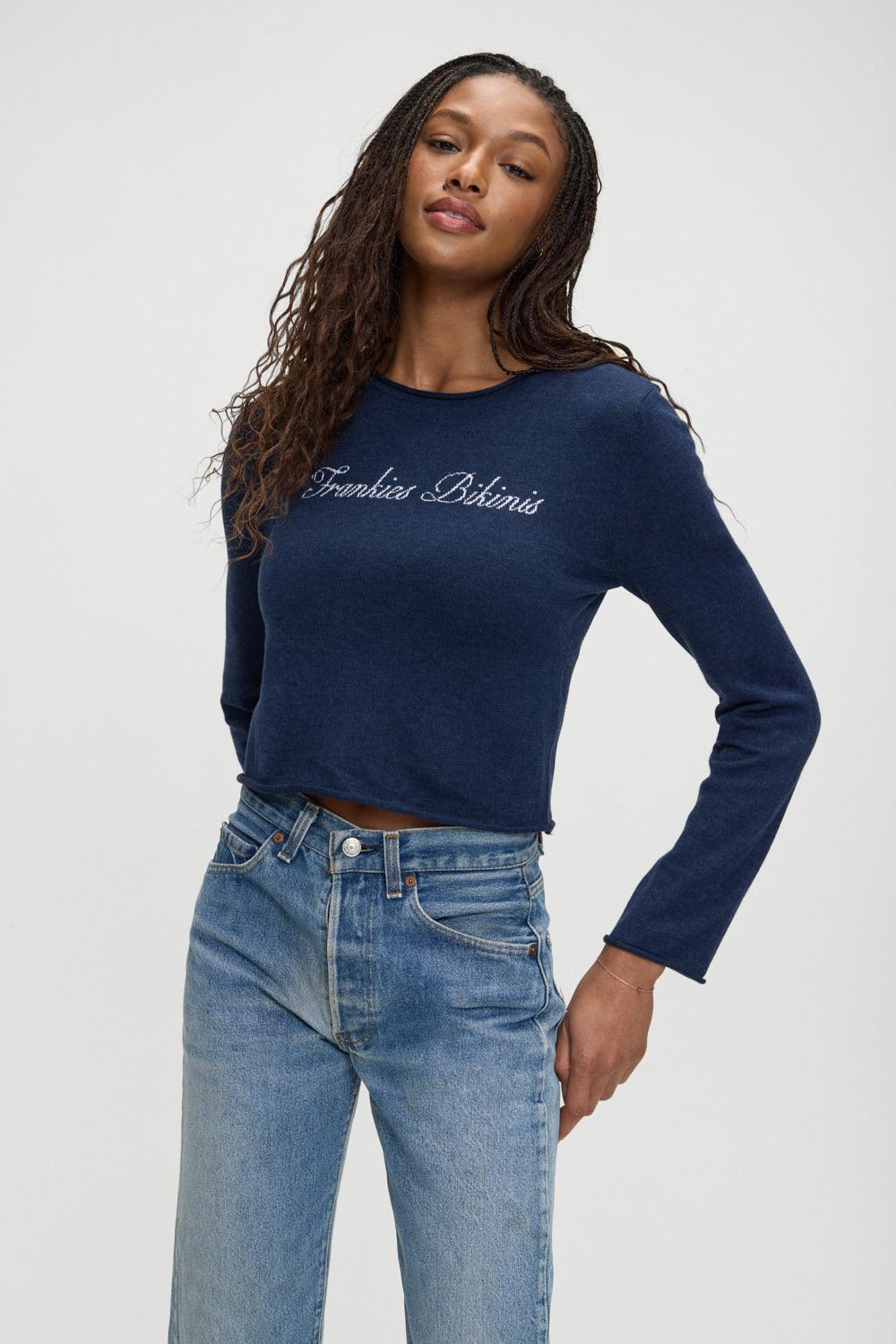 Kennedy Cotton Knit Sweater - Deep Sea Blue Product Image