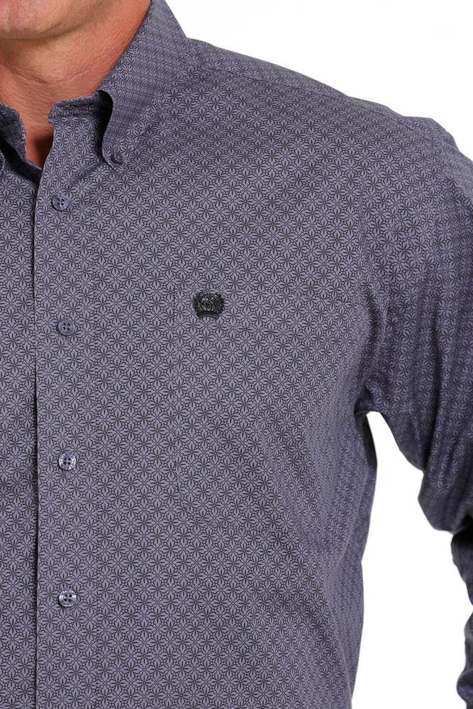 SALE Cinch® Men's L/S Lilac & Black Geo Print Button Shirt SIZE 2XL Product Image