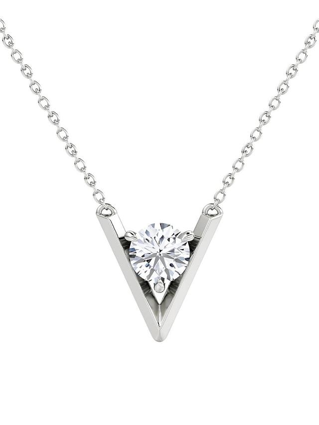 Womens VRAI V 14K White Gold & 1.00 TCW Lab-Grown Diamond Pendant Necklace Product Image