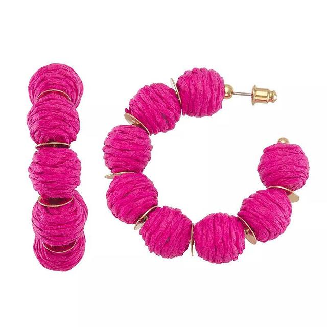 Sonoma Goods For Life Rattan Hoop Earrings, Womens, Pink Product Image