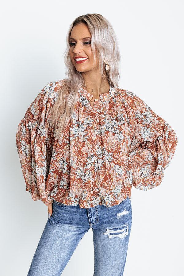 Never Stray Floral Top In Rust Product Image