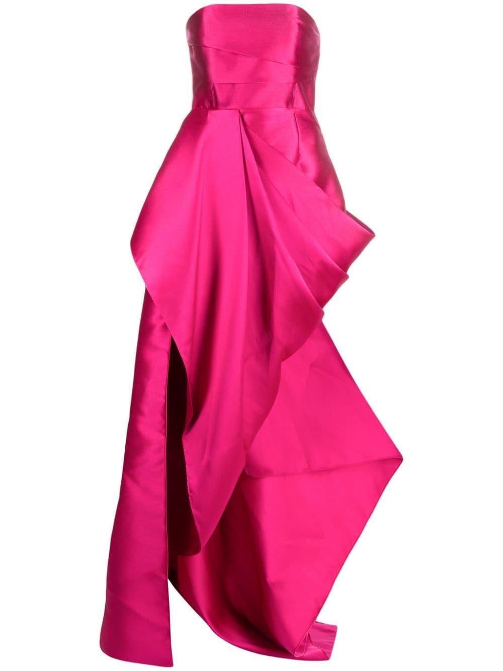 SOLACE LONDON The Raya Draped Satin Gown In Pink Product Image