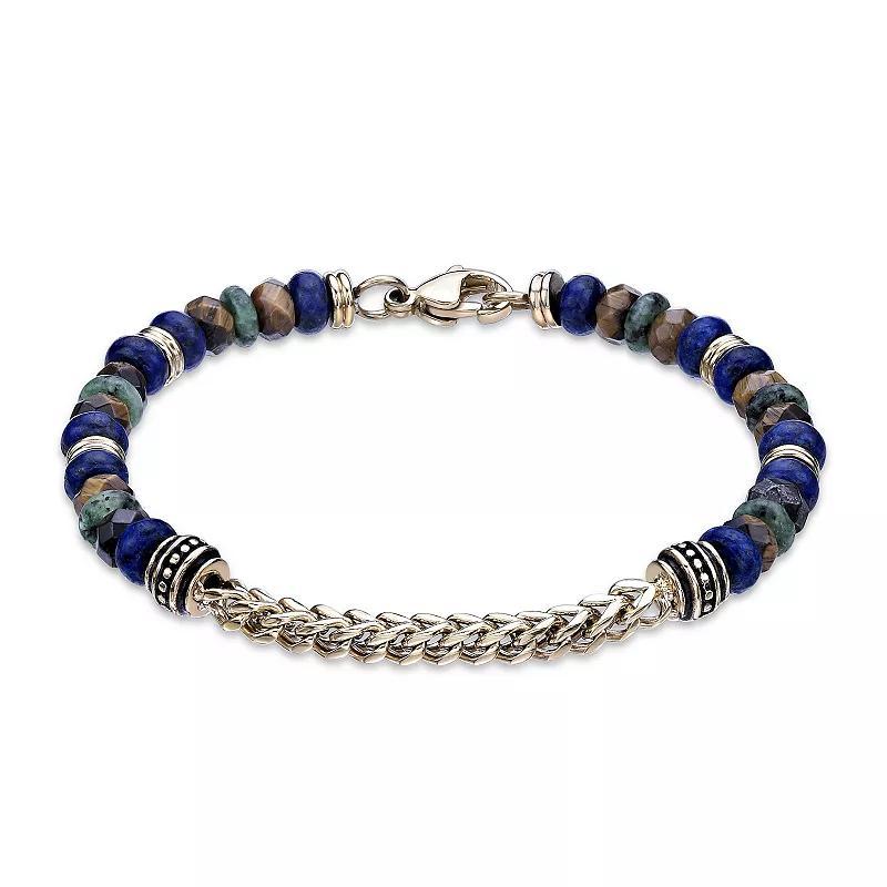 Mens LYNX Stainless Steel Multi Stone Stretch Bracelet Product Image