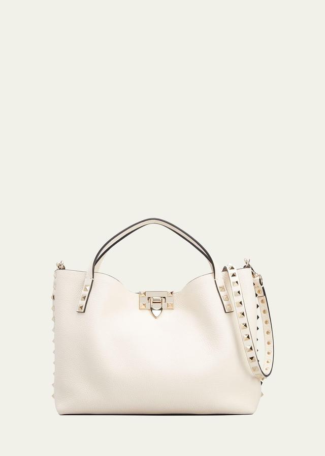 Womens Small Rockstud Grainy Calfskin Bag With Contrasting Lining Product Image