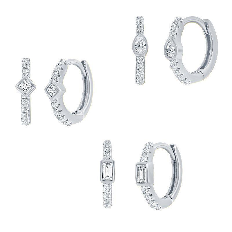 Argento Bella Sterling Silver Pear Shaped Cubic Zirconia Set, Womens Product Image