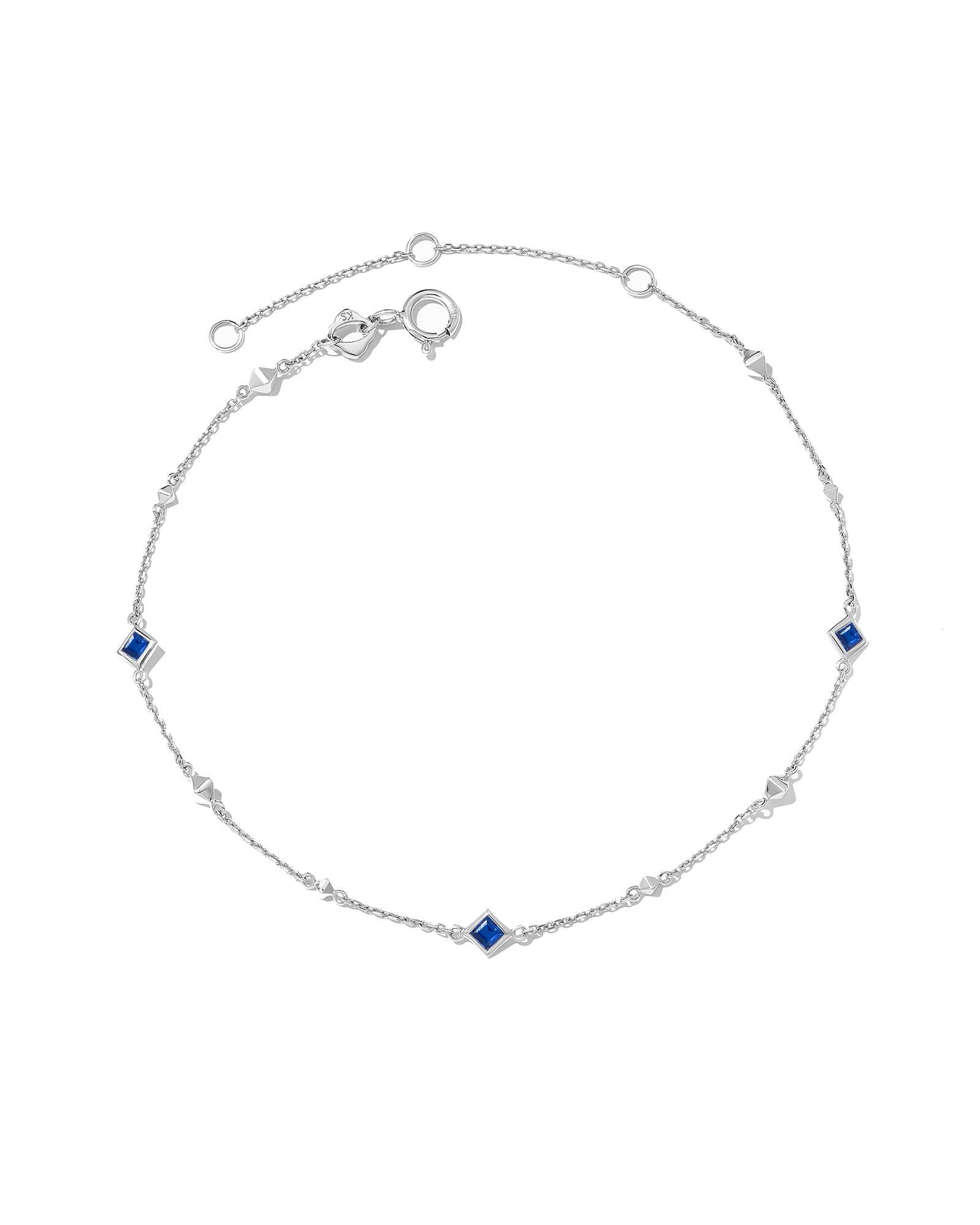 Michelle 14k White Gold Delicate Chain Bracelet in Blue Sapphire Product Image