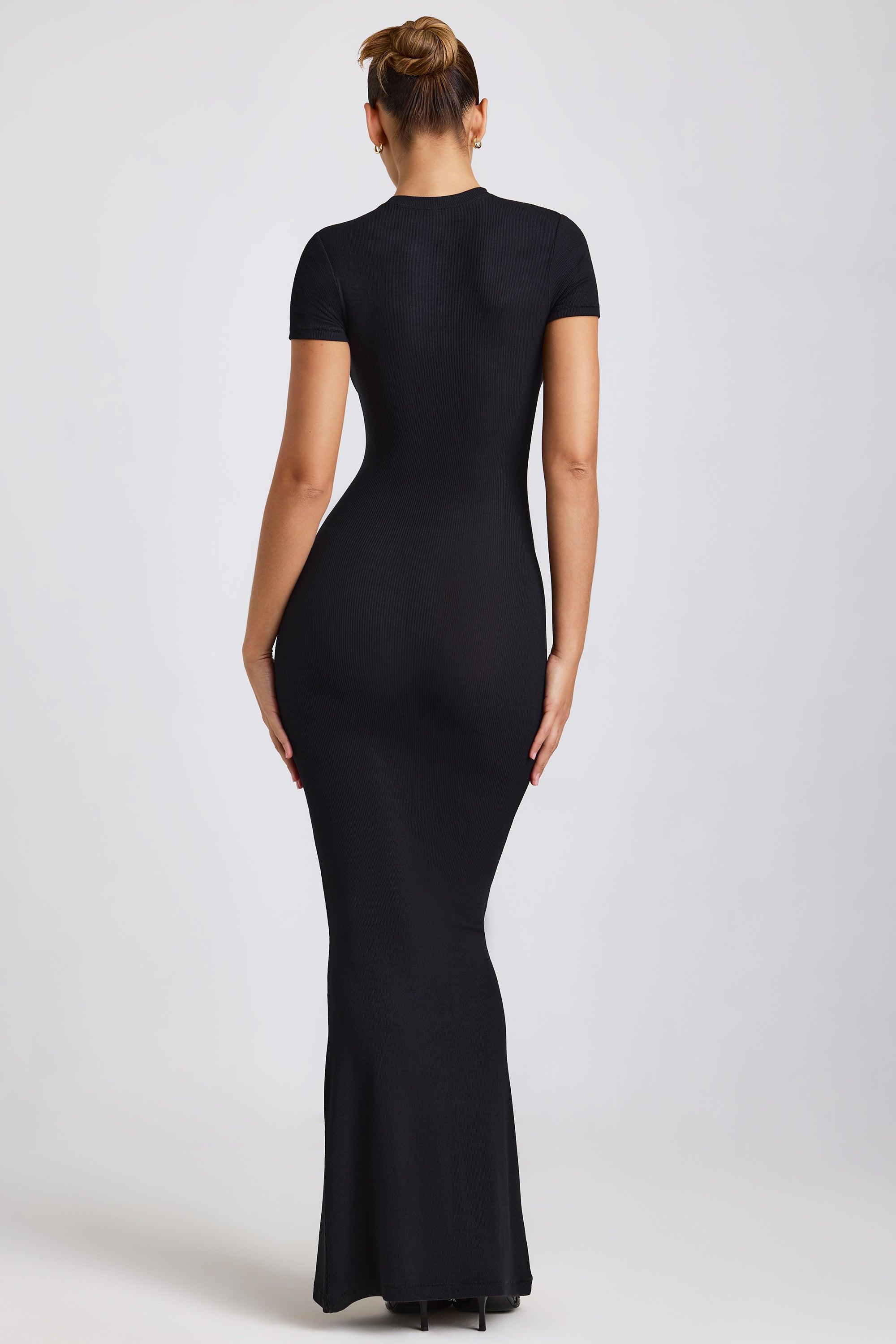 Ribbed Modal Maxi Dress in Black Product Image