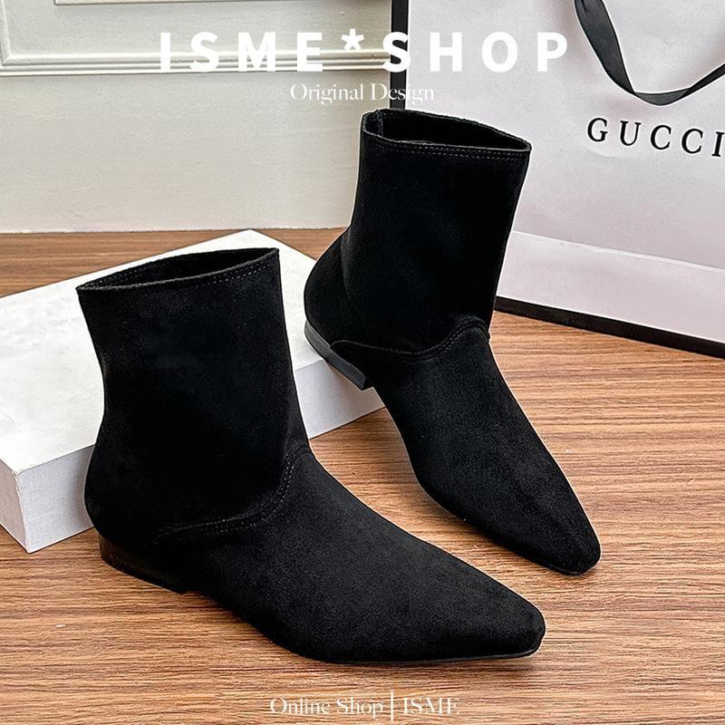 Low Heel Plain Short Boots Product Image