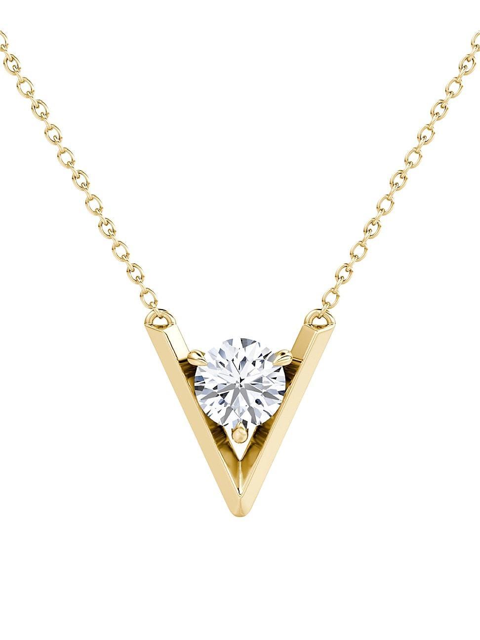 Womens VRAI V 14K Yellow Gold & 1.00 TCW Lab-Grown Diamond Pendant Necklace Product Image