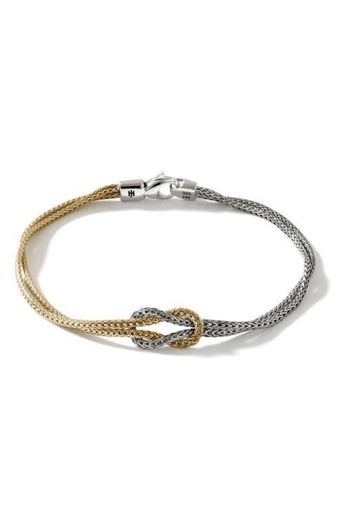 Womens Love Knot 14K Yellow Gold & Sterling Silver Double-Chain Bracelet Product Image