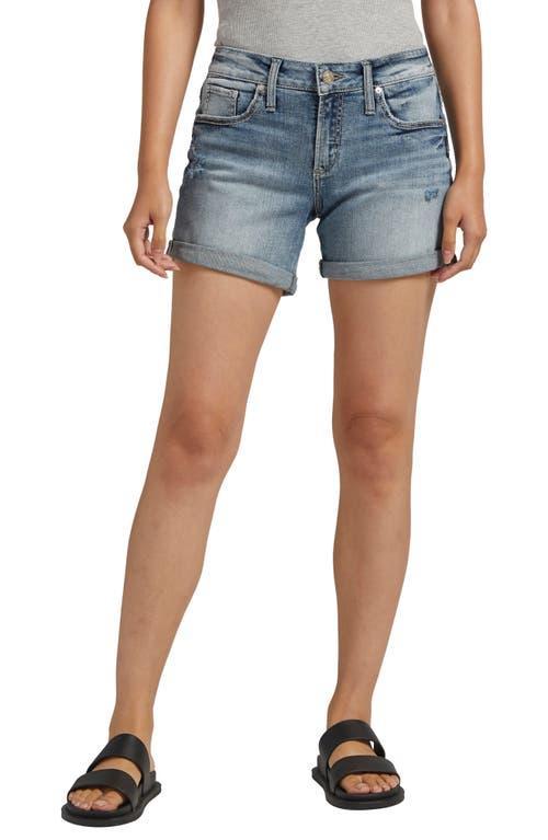 Silver Jeans Co. Distressed Roll Cuff Boyfriend Denim Shorts Product Image