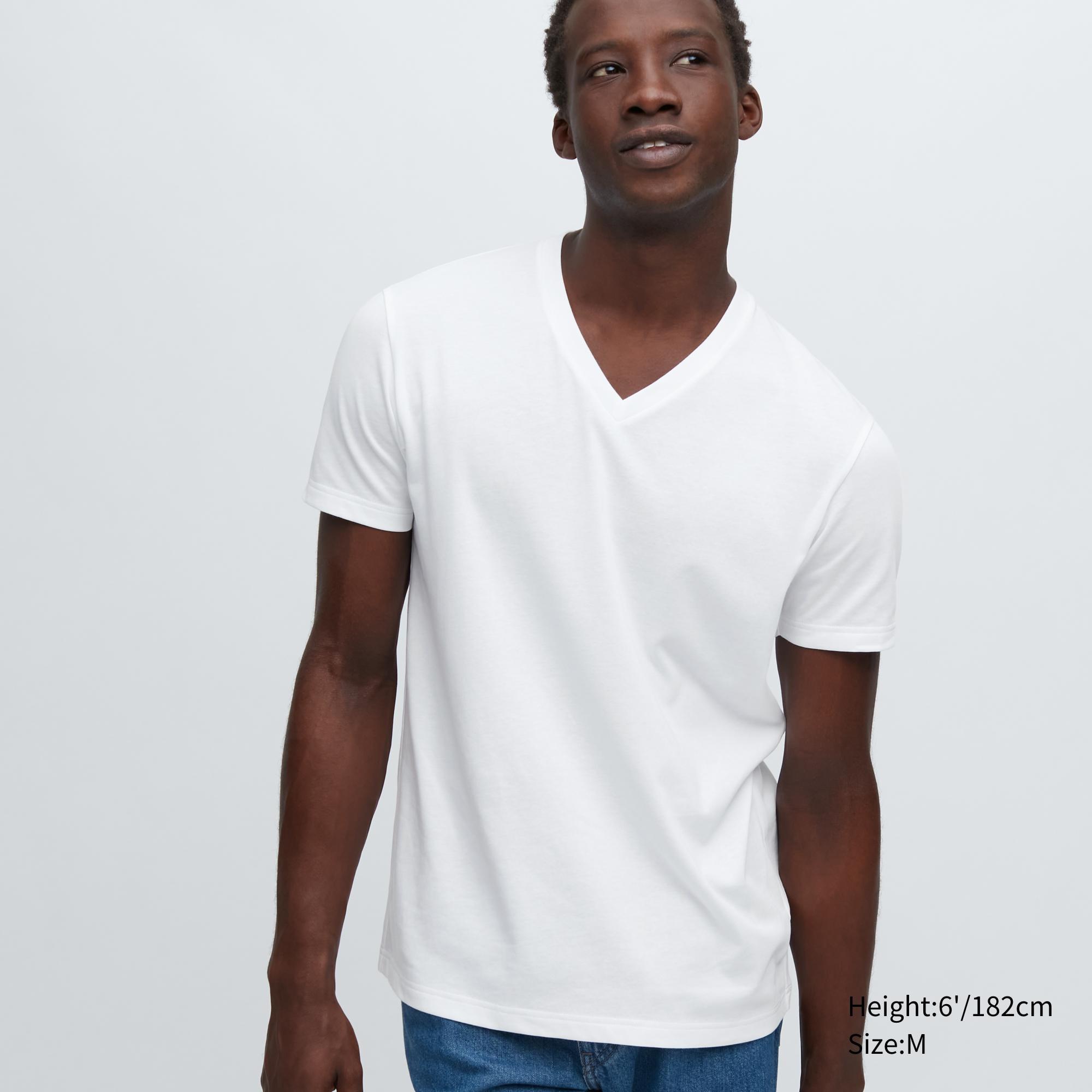 Mens Dry V-Neck Short-Sleeve Color T-Shirt with Quick-Drying White 2XL UNIQLO US Product Image