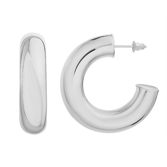 Paige Harper 30.5 mm Fine Silver Over Recycled Brass Hoop Earrings, Womens Product Image