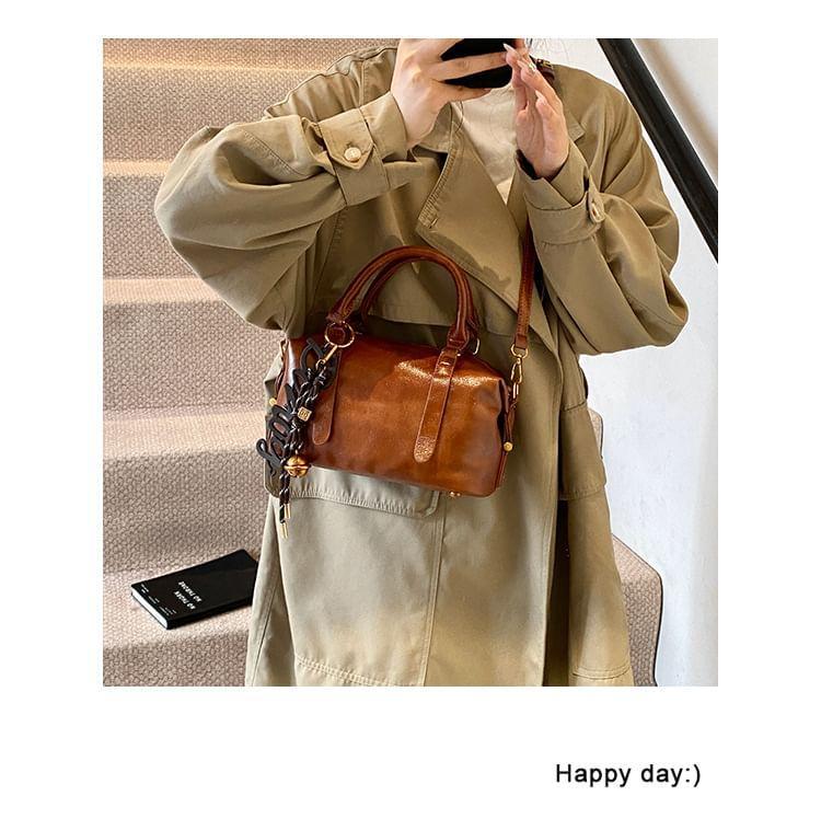 Faux Leather Plain Crossbody Bag Product Image