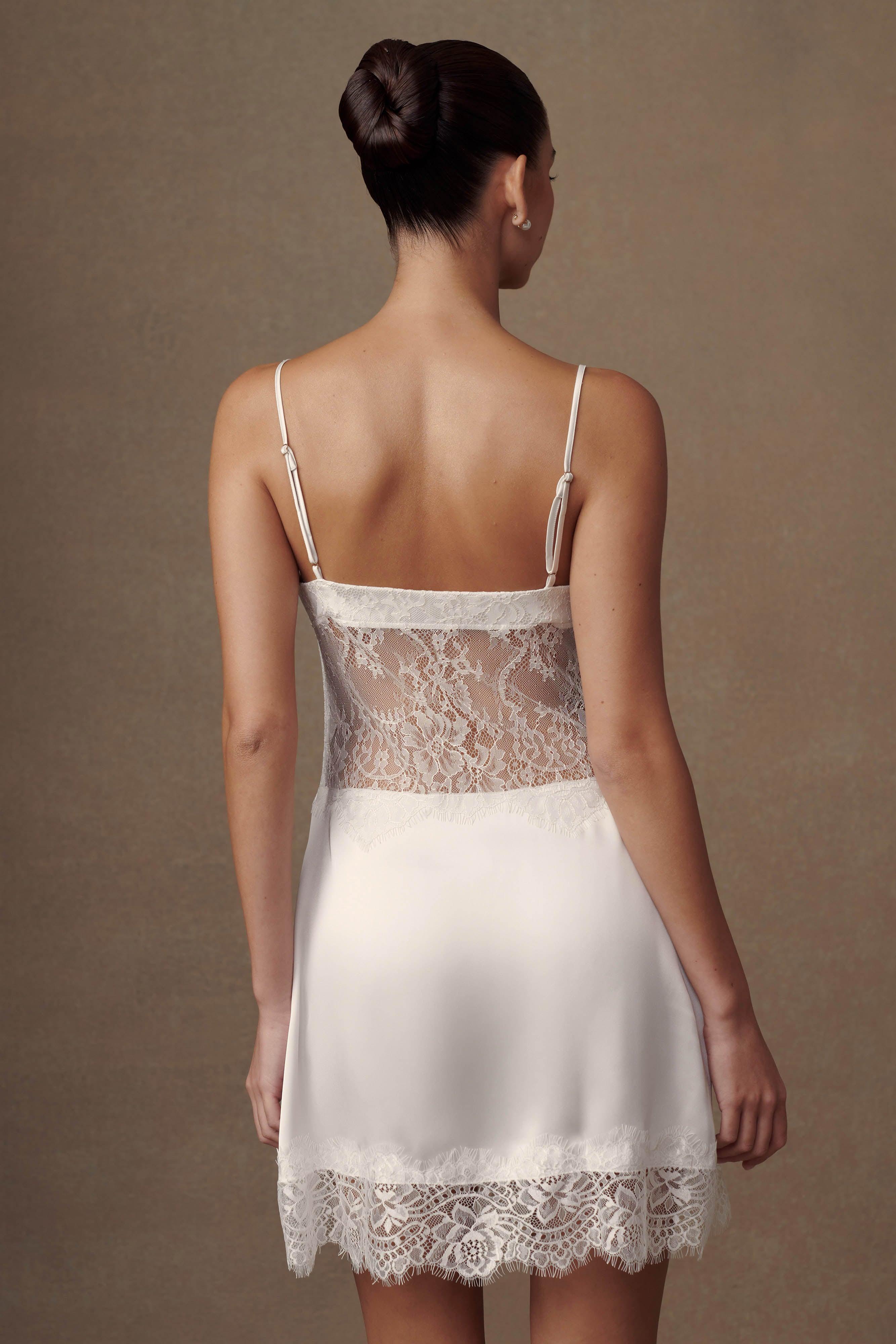 Emmett Lace Slip Dress - White Product Image