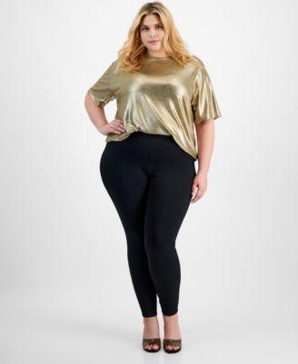 Trendy Plus Size High-Rise Seam-Front Leggings, Created for Macy's Product Image