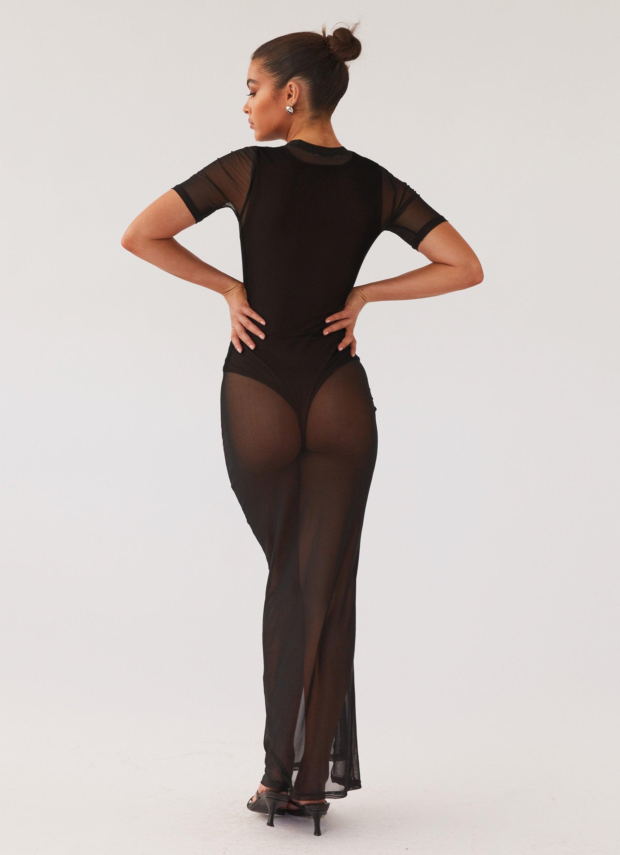 Fever Dreamer Mesh Maxi Dress - Black Product Image