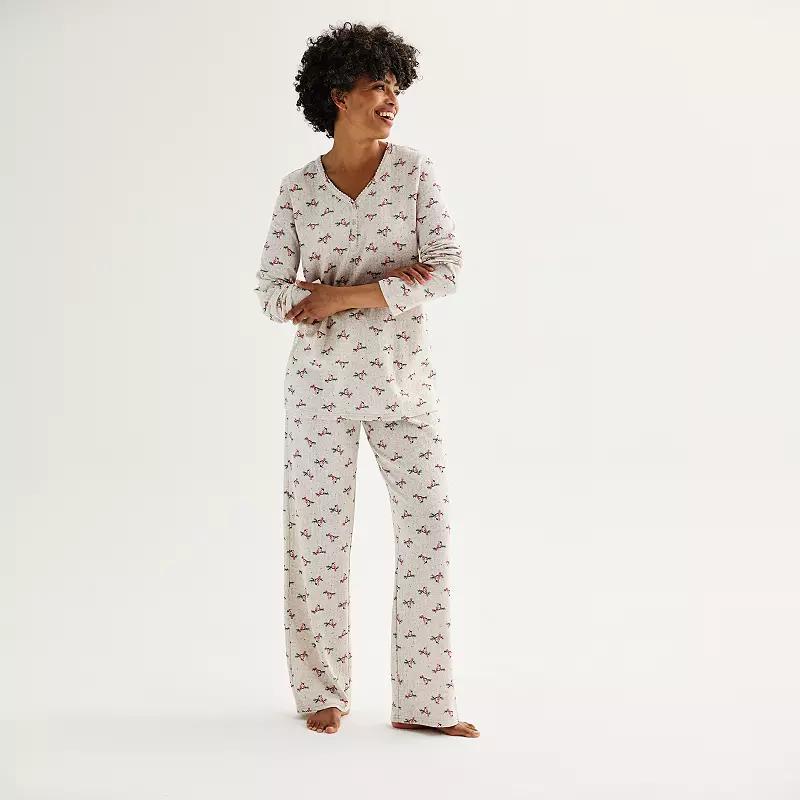 Womens Croft & Barrow Long Sleeve Pajama Top & Pajama Pants Sleep Set Product Image