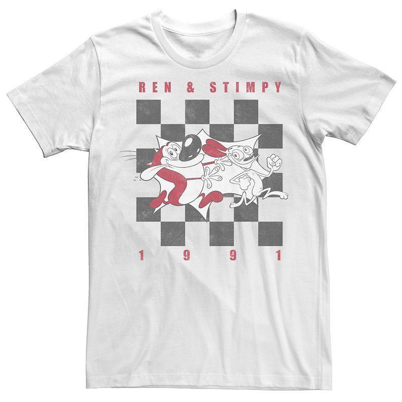 Big & Tall Nickelodeon Ren And Stimpy 91 Checkers Board Logo Tee, Mens Product Image