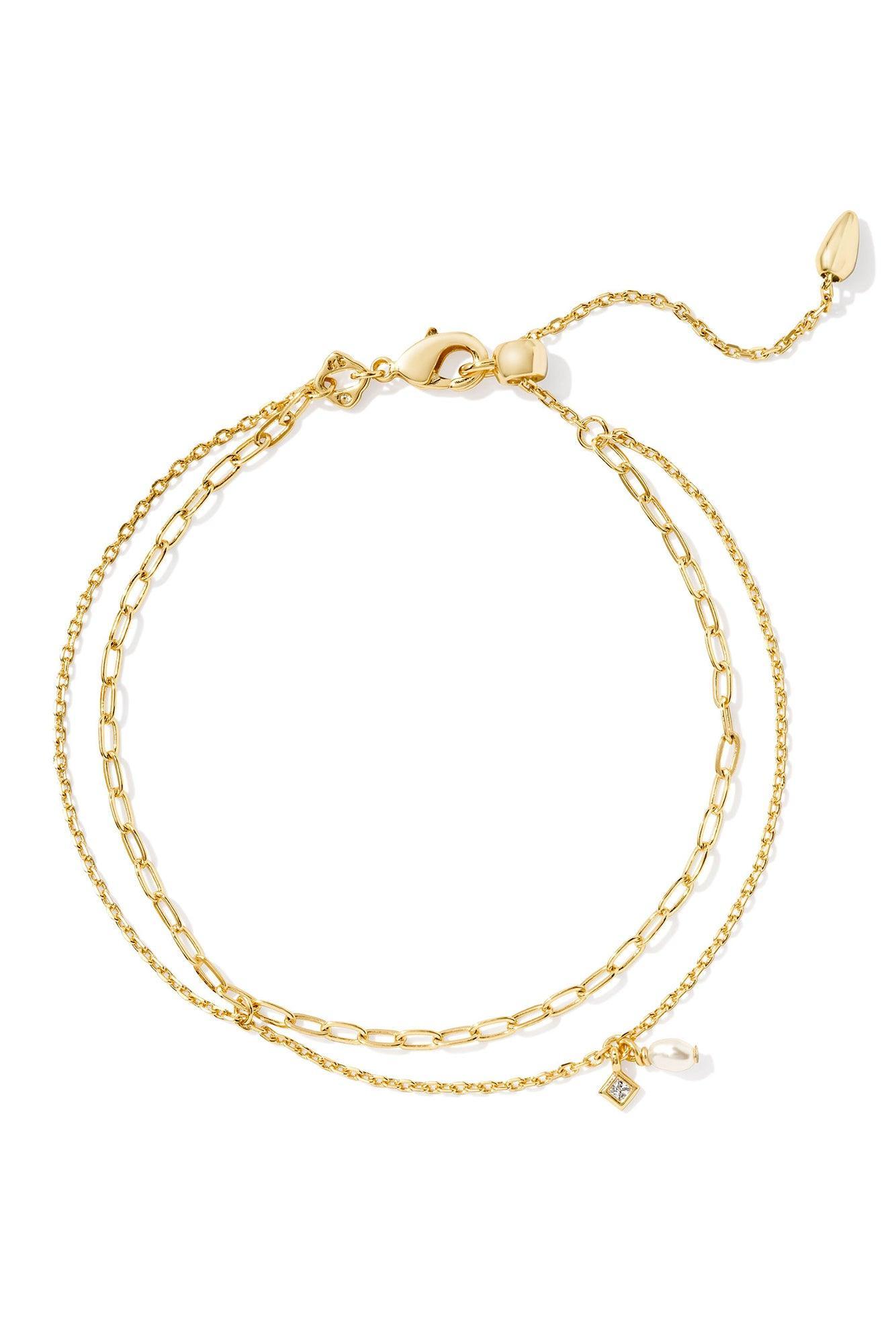 Eve Multi Strand Bracelet White Pearl Gold Product Image