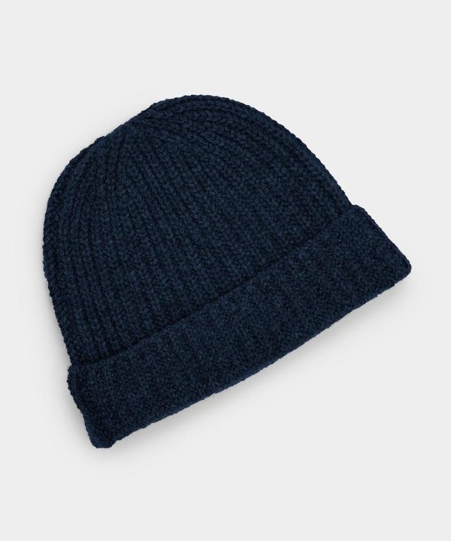 Italian Recycled Cashmere Beanie in Navy Product Image