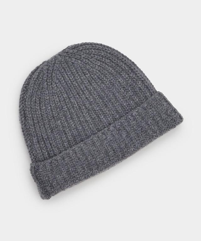 Italian Recycled Cashmere Beanie in Charcoal Product Image