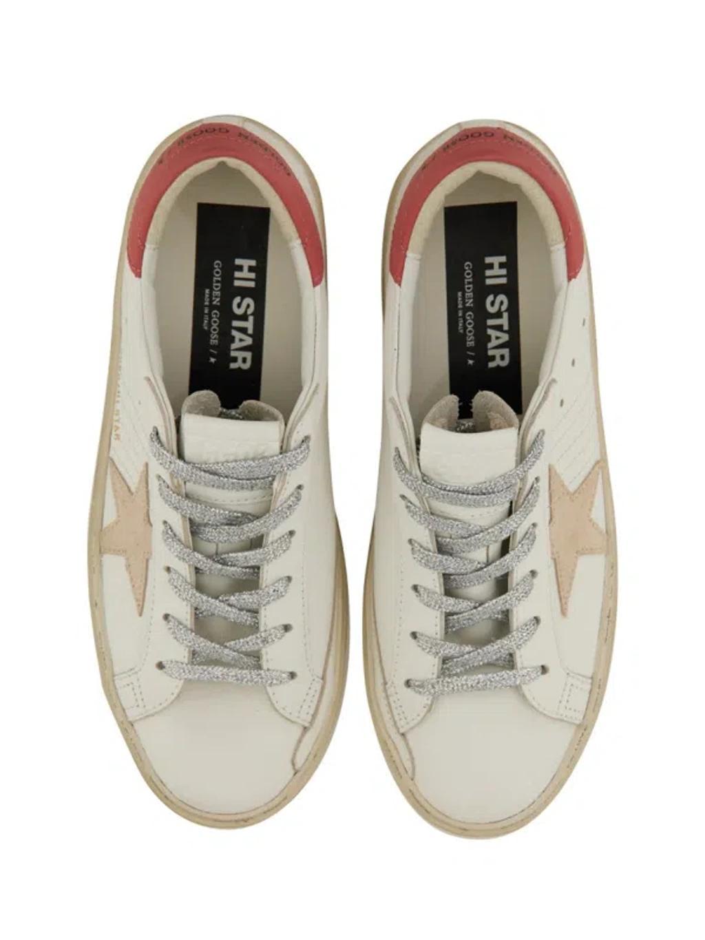 GOLDEN GOOSE Deluxe Brand Woman White Leather Hi Star Sneakers Product Image