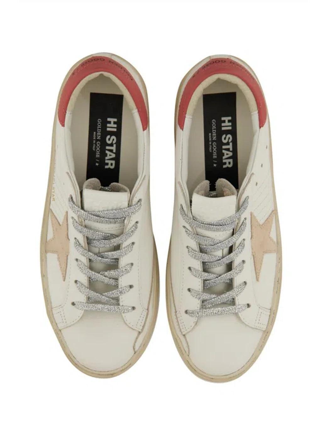 Deluxe Brand Woman White Leather Hi Star Sneakers Product Image