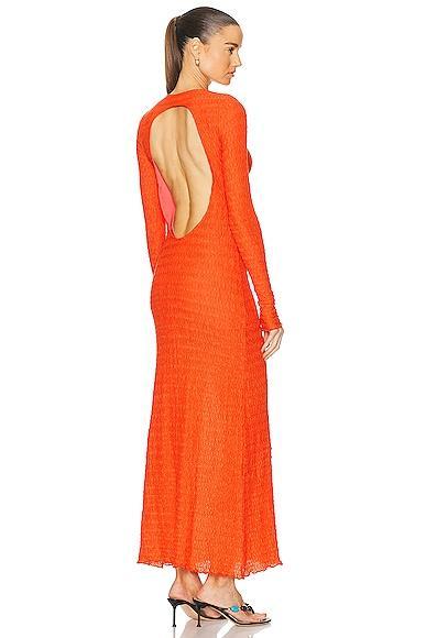 SIEDRES Lendi Open Back Textured Maxi Dress Orange. (also in 36). Product Image