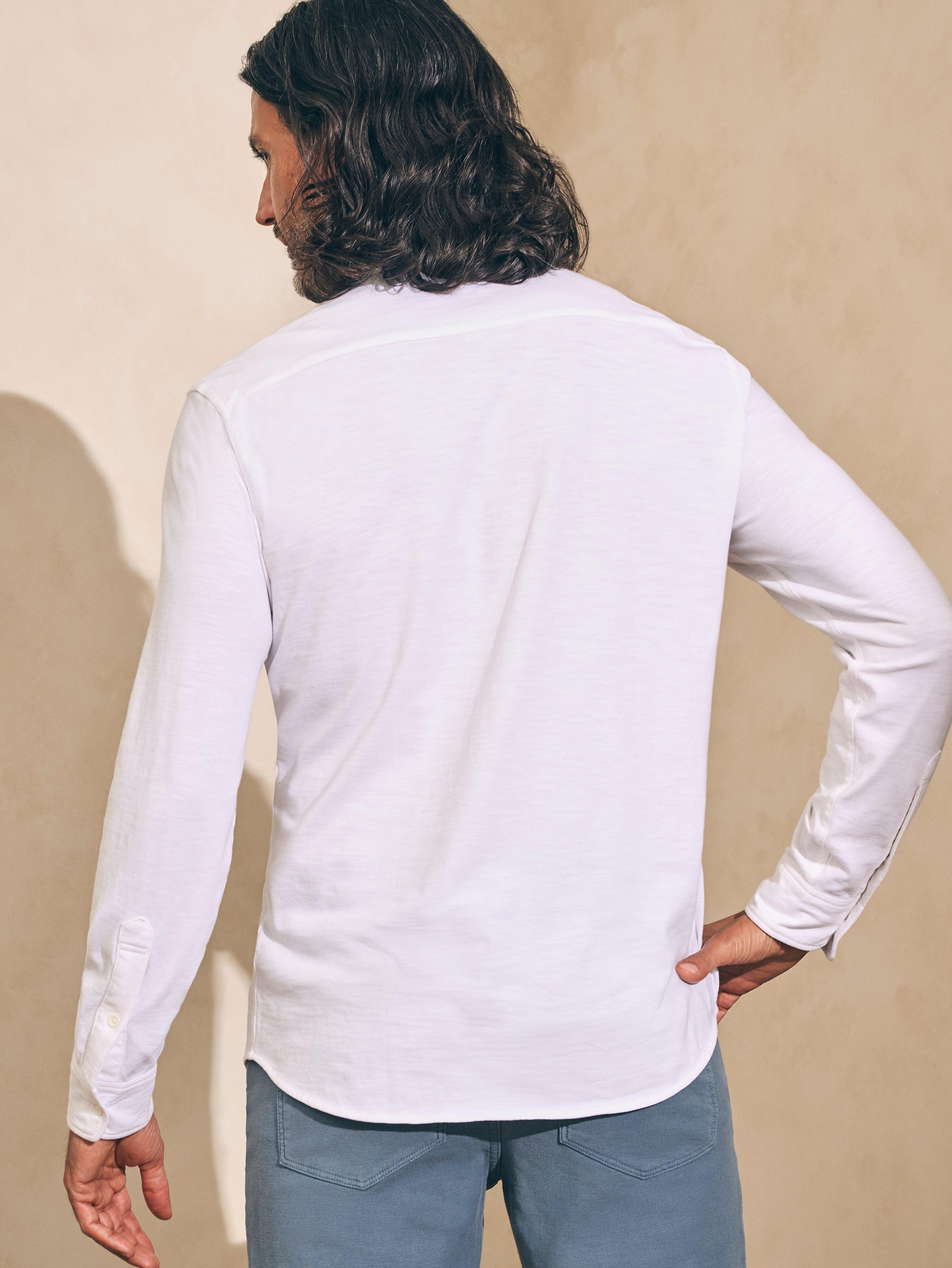 Sunwashed Knit Shirt (Single Pocket) (Tall) - White Male Product Image