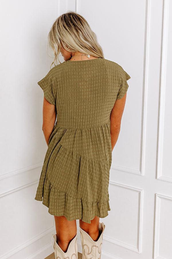 Mend Your Heart Babydoll Dress in Martini Olive Product Image